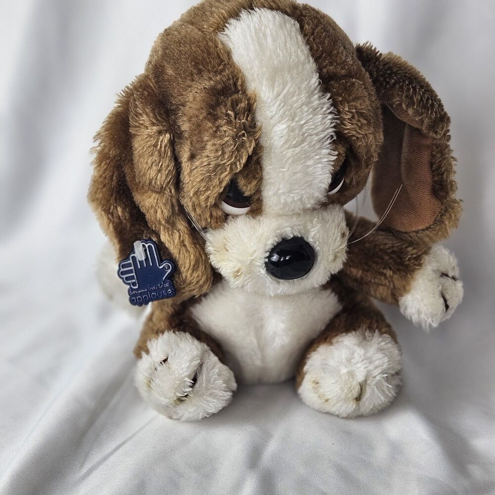 Vintage 1981 Sad Sam Puppy Plush Applause 8” Dog Big Eyes Wallace Berrie Korea